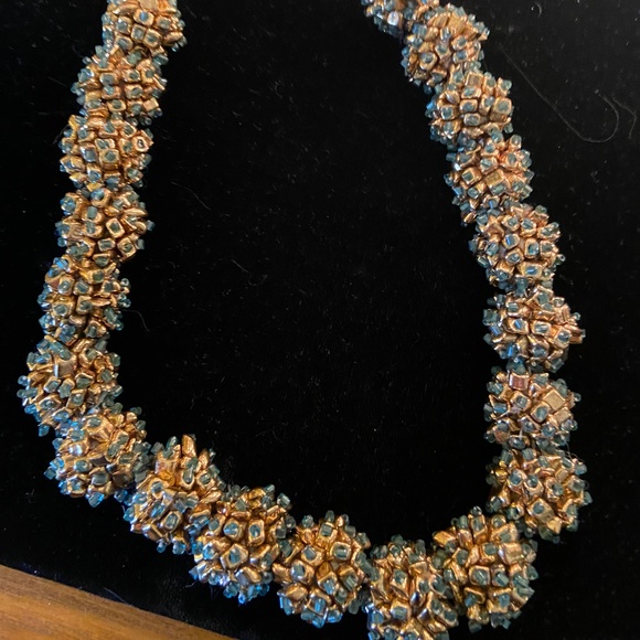 Stunning Coppola E Toppo 1950 Venetian Beaded Collar Necklace  Gold And Green - Picture 1 of 7